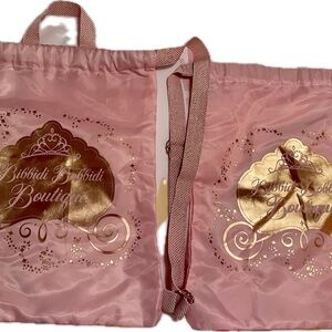2 Disney Bibbidi Bobbidi Boutique Pink and Gold Backpack Totes Set of 2
